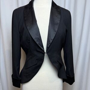 Aryn K Black Satin-Trim Blazer, Large